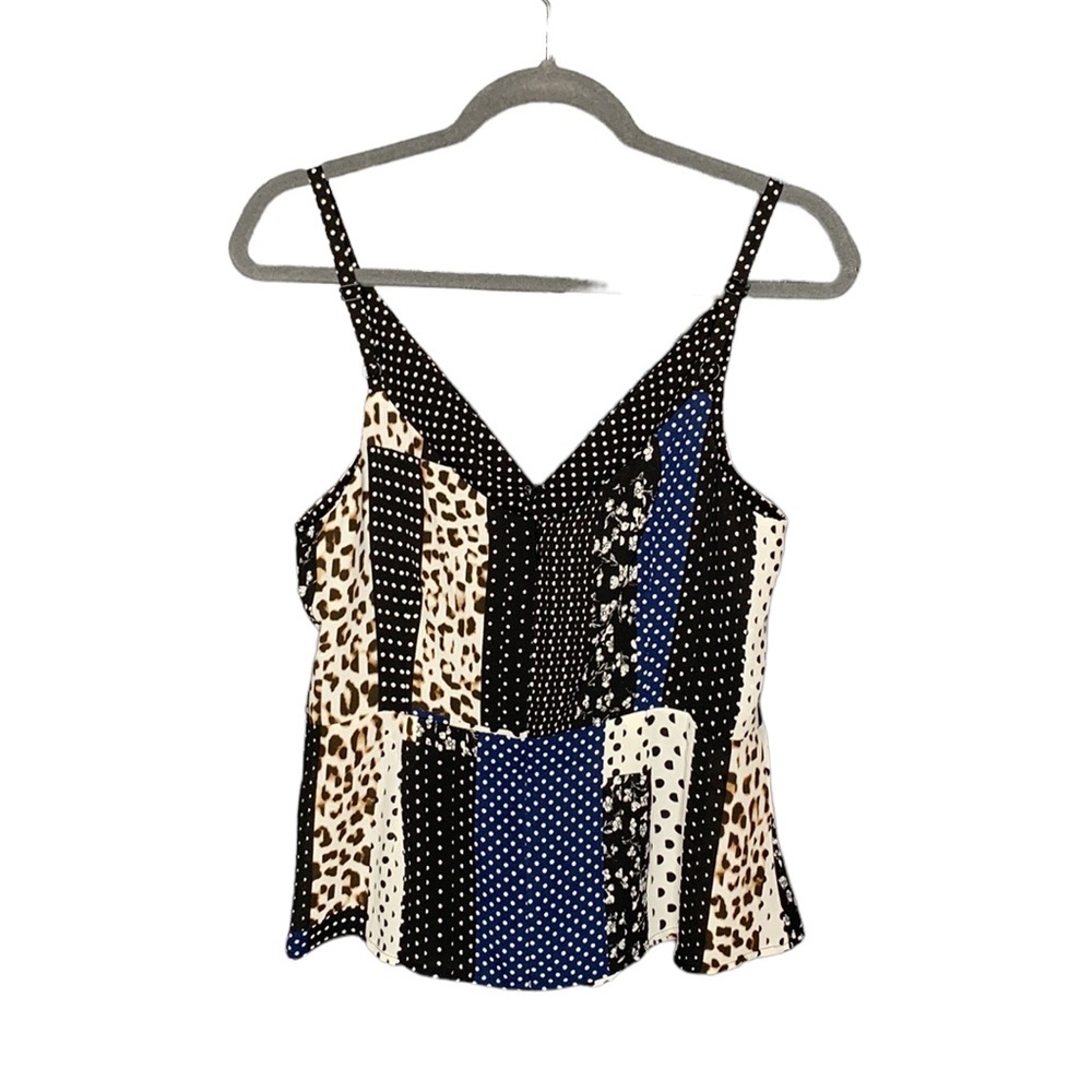 CAbi  Crossover Cami‎ Cheetah Polka Dot Tank Top Size 6